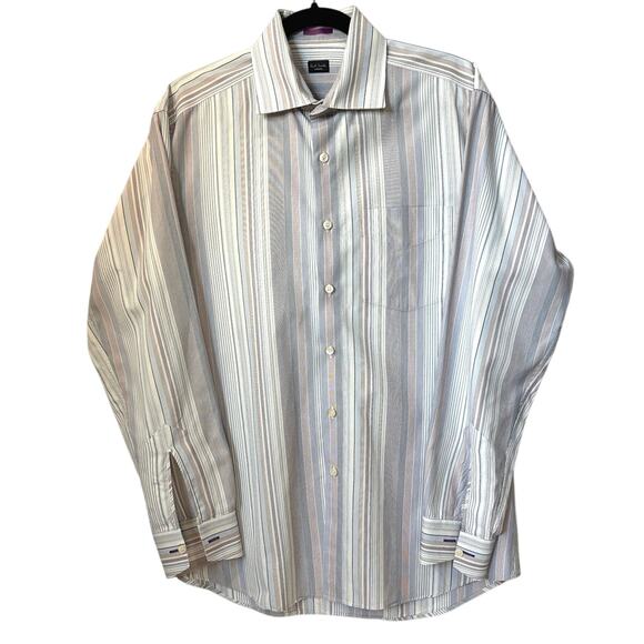 Paul Smith London Men’s Dress Shirt Size 17/43 Blue Striped Made in Italy - Picture 1 of 9